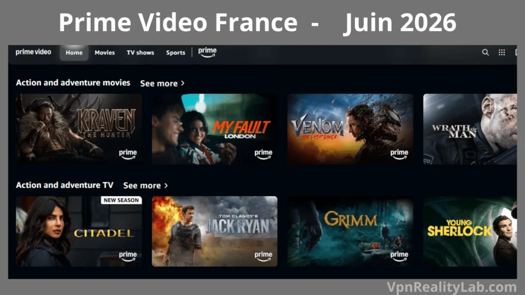 VPN Pour Prime Video Catalogue Prime Video observé depuis la France lors de nos tests de comparaison internationale.