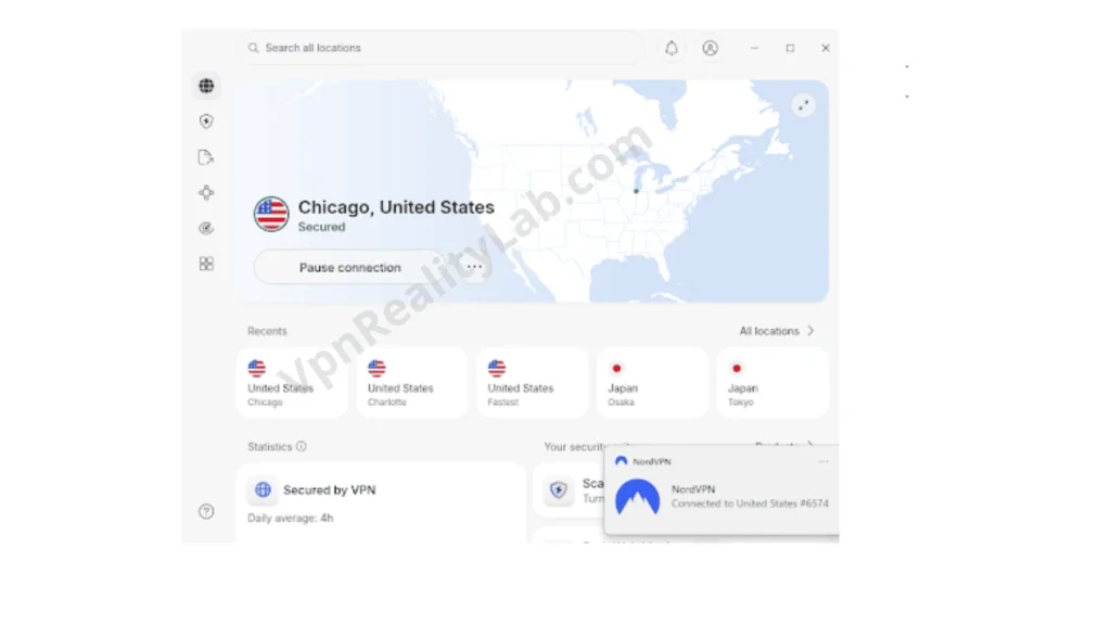 VPN Pour Prime Video connexion à NordVPN avec un serveur américain.