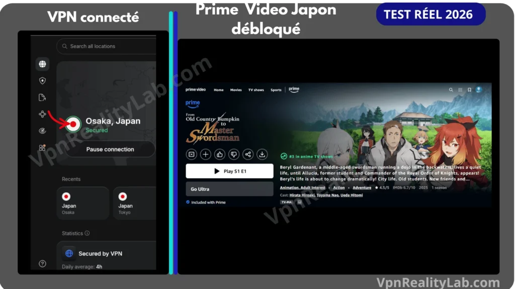 VPN Pour Prime Video prime video japon débloqué lors de nos essais
